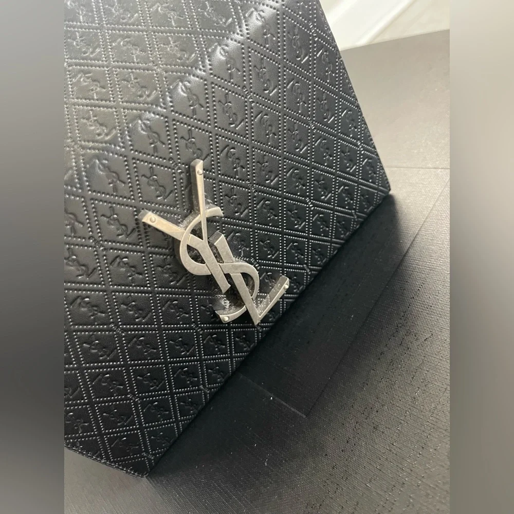 YSL Bag Saint Laurent Take-Away Leather Tote Bag Black Rare Authentic - Picture 2 of 9